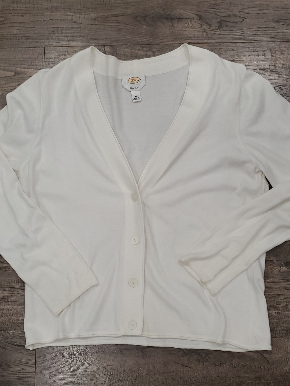 Talbots Cream Button-Front V-Neck Long Sleeve Top